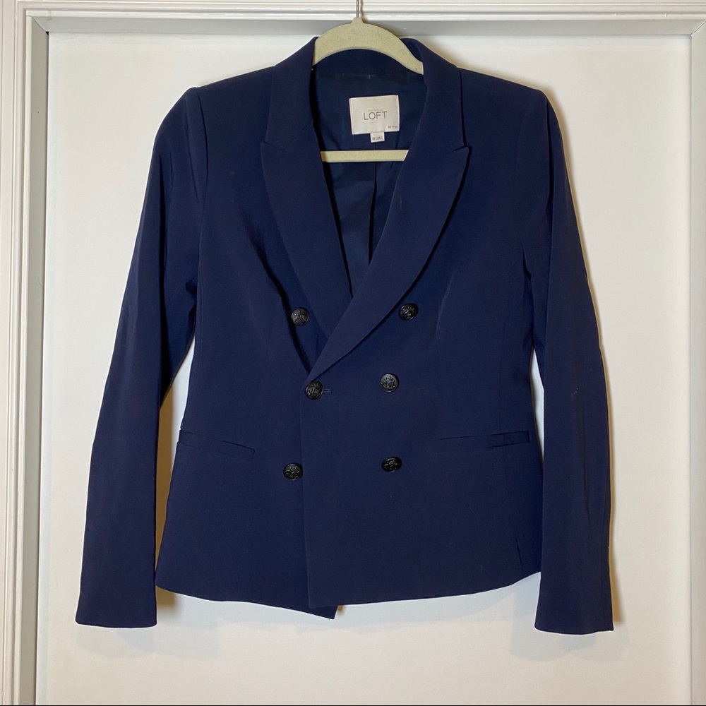 Loft Womens Navy Blazer With Buttons Gem